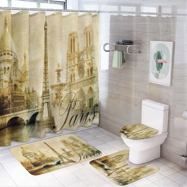 Vintage Style Landmarks Photo on a shower curtain