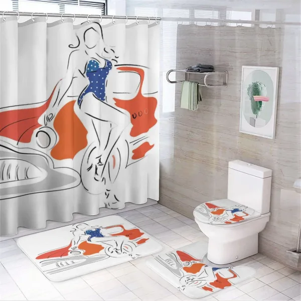 Woman Sketch in Polka on a shower curtain