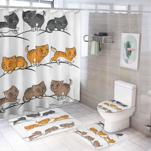 Cartoon Cats Smiling on a shower curtain