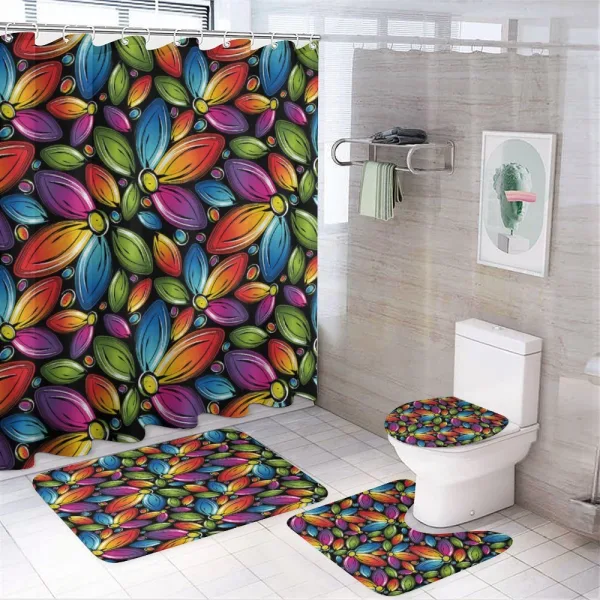 Colorful Flowers Vintage on a shower curtain