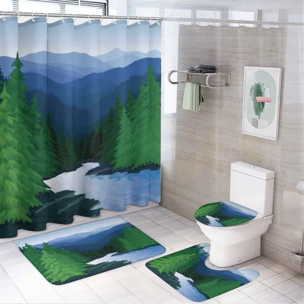 Evening Oak Forest on a shower curtain
