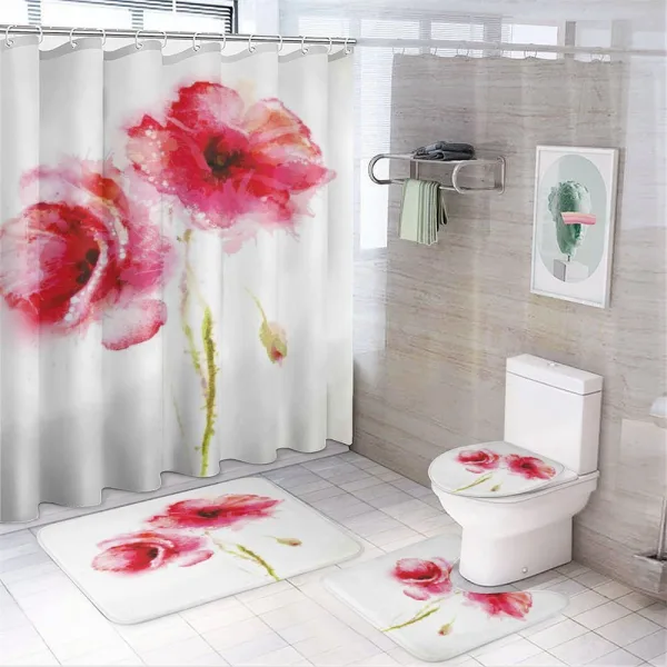 Garden Poppy Floral on a shower curtain