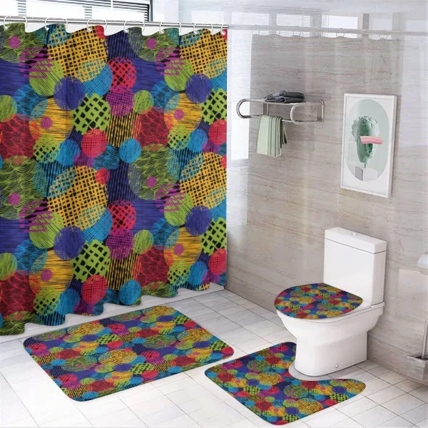 Geometric Sketchy Forms on a shower curtain