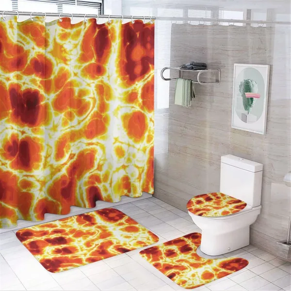 Hot Burning Lava Fire on a shower curtain
