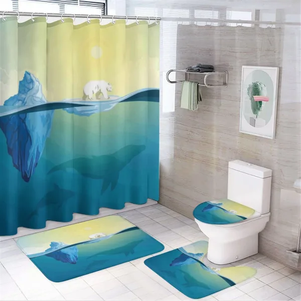 Ice Melting in Ocean on a shower curtain