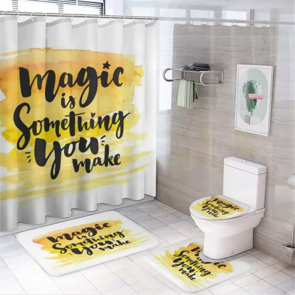 Motivating Words on a shower curtain