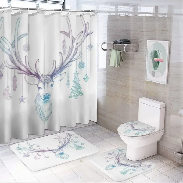 Noel Ornement on Antlers on a shower curtain
