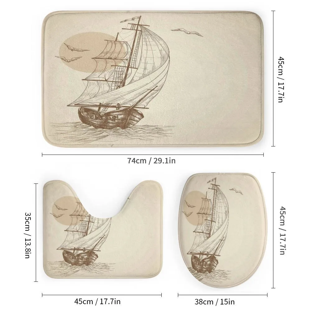 Sailing Ship Birds Sun — Detail 1