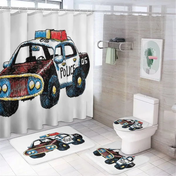Sketchy Police Car on a shower curtain