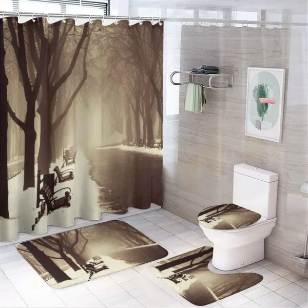 Street View Foggy Day on a shower curtain