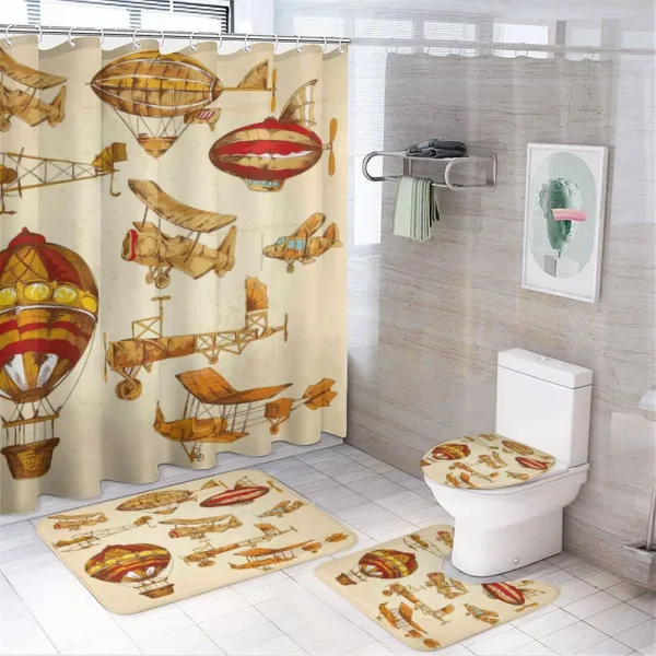 Vintage Baloons Planes on a shower curtain