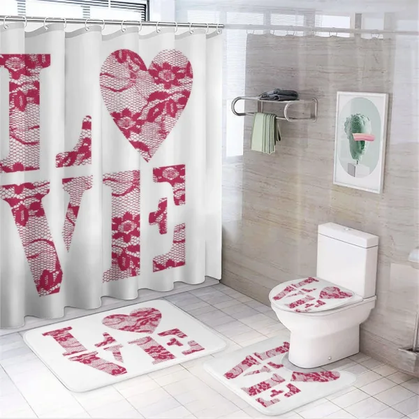 Word Love Vintage on a shower curtain