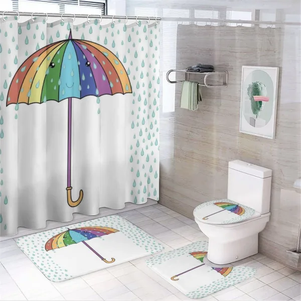 Cartoon Umbrella Rainfall on a shower curtain
