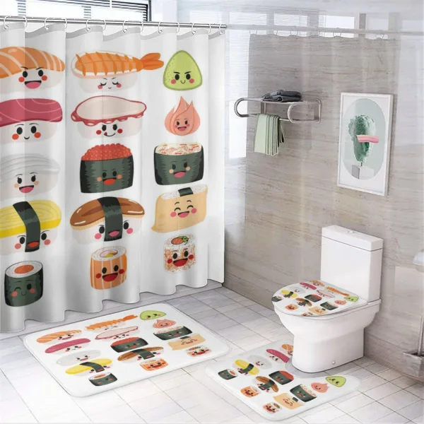 Funny Cartoon Sushi on a shower curtain