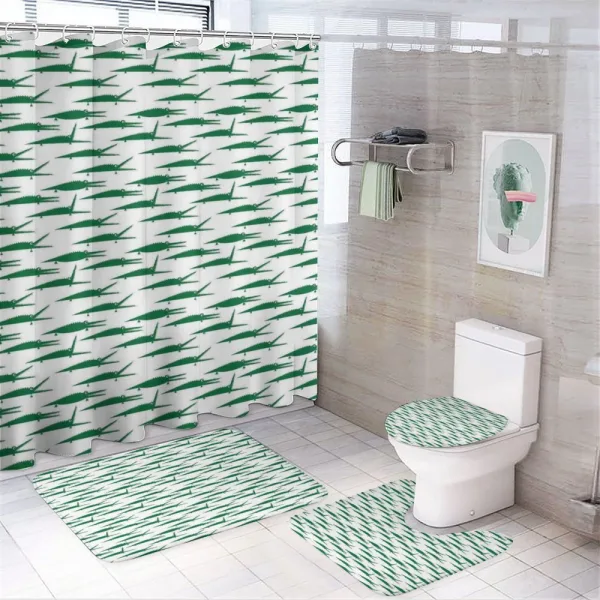 Funny Green Alligator on a shower curtain
