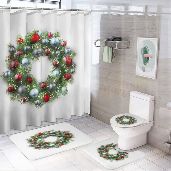 Garland with Balls on a shower curtain