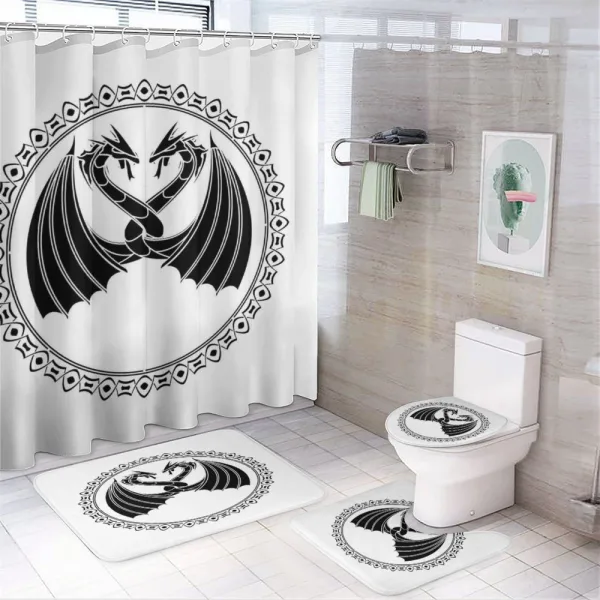 Girded Neck Creatures on a shower curtain