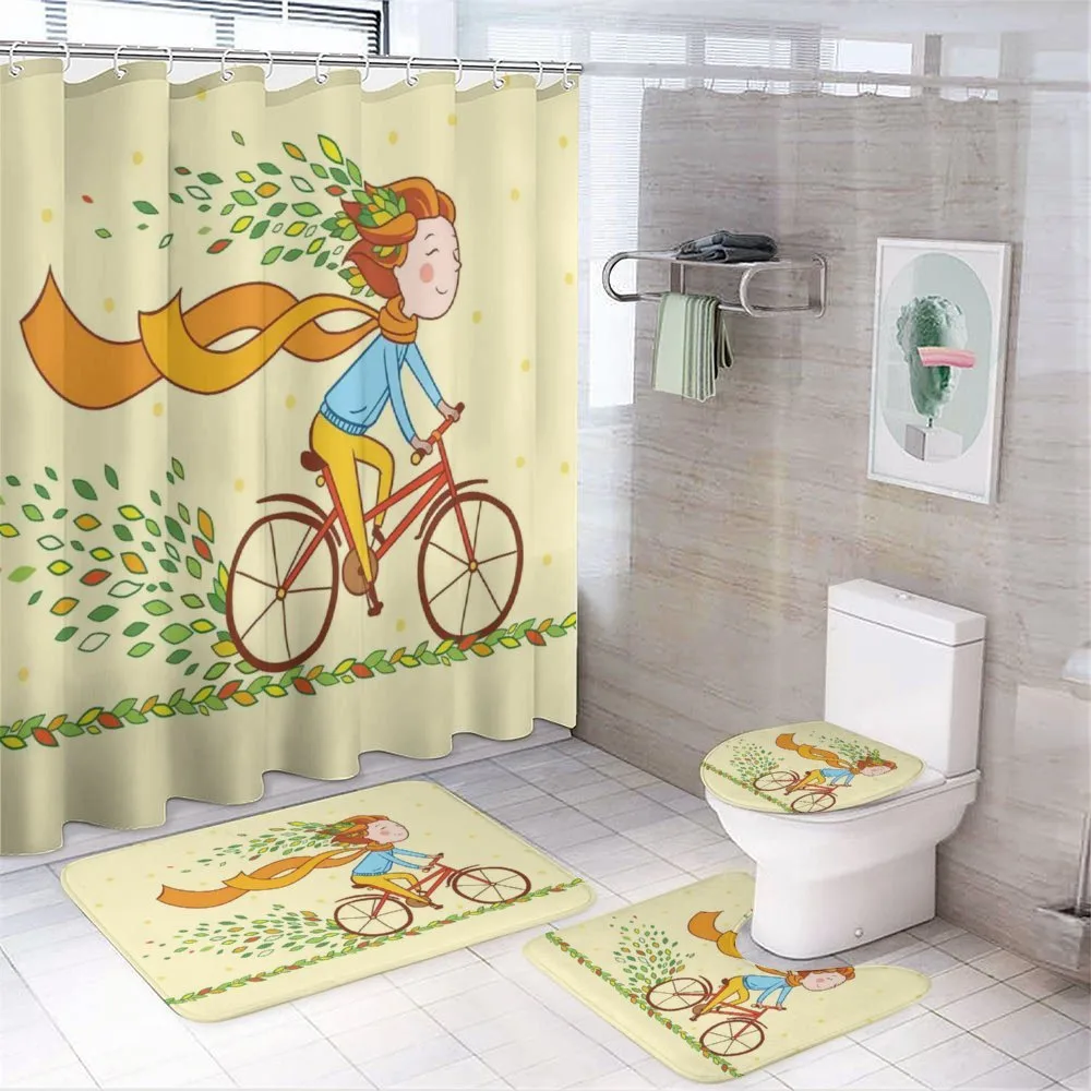 Girl Bike Autumn Leaves — Your design