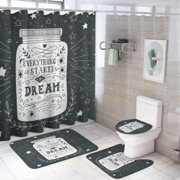 Grunge Style Stars Foliage on a shower curtain