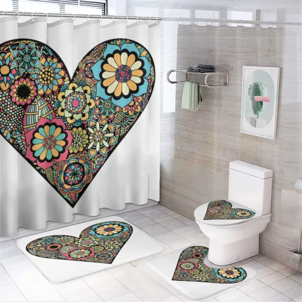 Heart Doodle Eastern on a shower curtain
