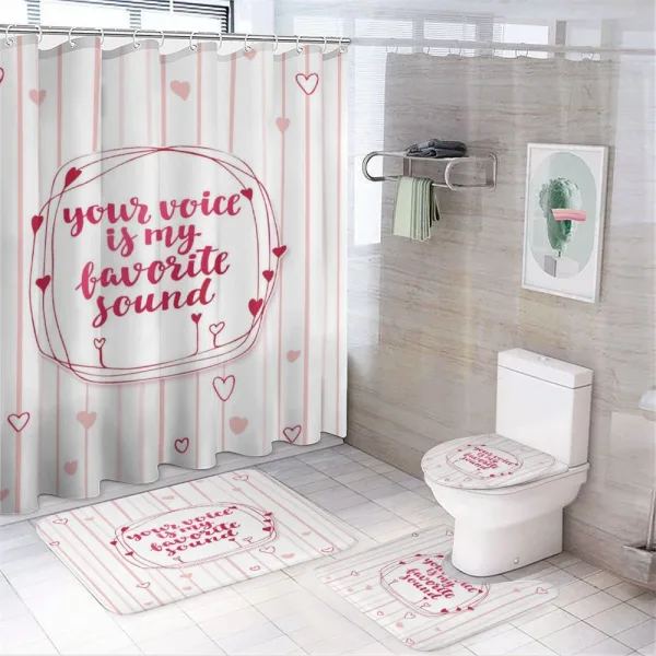 Hearts Lines Romantic on a shower curtain