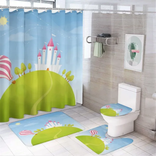 Hills Hot Air Balloon on a shower curtain