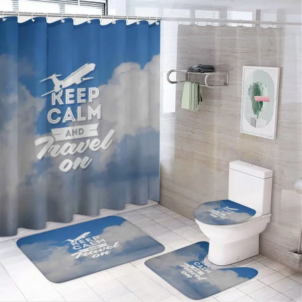 Keep Calm and Travel on a shower curtain
