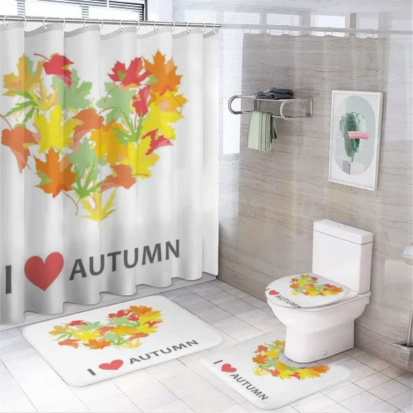 Maple Leaves with Heart on a shower curtain