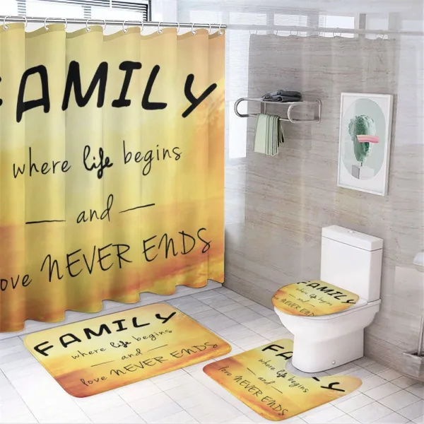 Message Family on a shower curtain