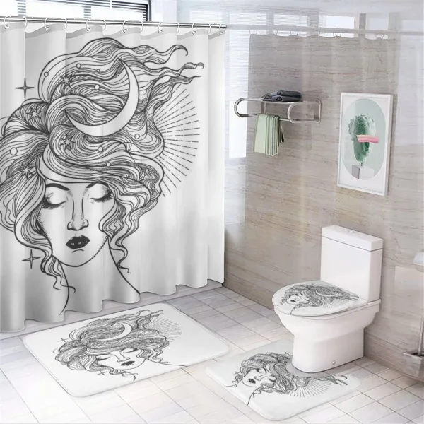 Modern Woman Starry Hair on a shower curtain