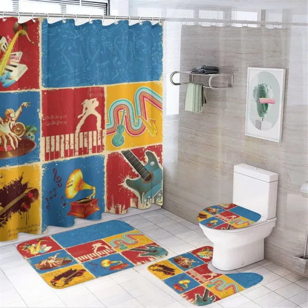 Music Jazz Grunge Boho on a shower curtain
