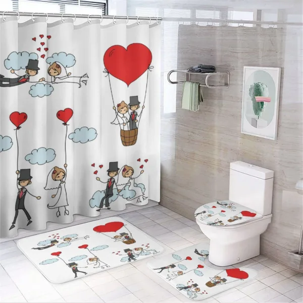 Newlyweds Caricature on a shower curtain
