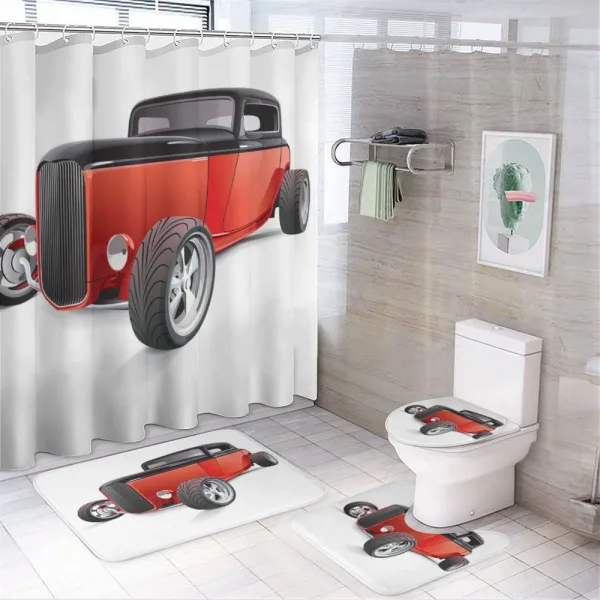Nostalgic American Wheels on a shower curtain