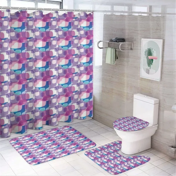 Pastel Colored Square on a shower curtain