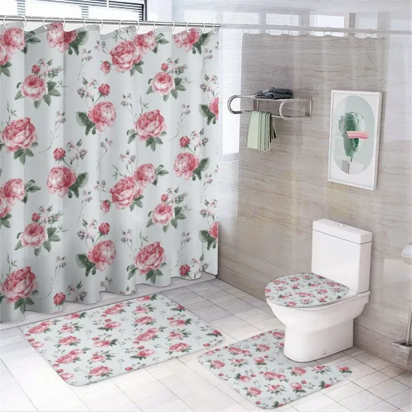 Pink Blossom English Flora on a shower curtain