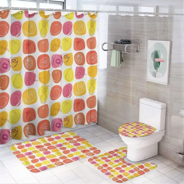 Retro Food Caricatures on a shower curtain