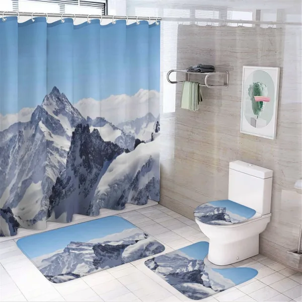Snowy Mountain Peaks on a shower curtain
