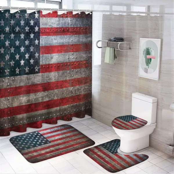 US Flag Plate on a shower curtain