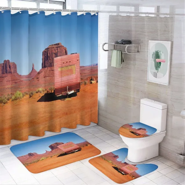 Van in Desert on a shower curtain