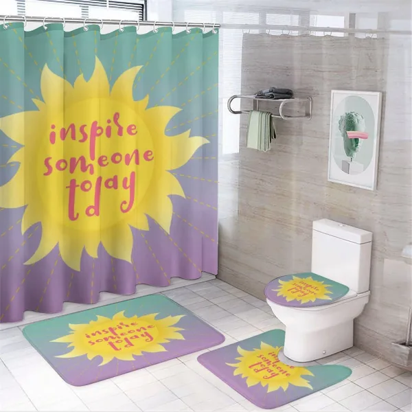 Words on Sun on a shower curtain