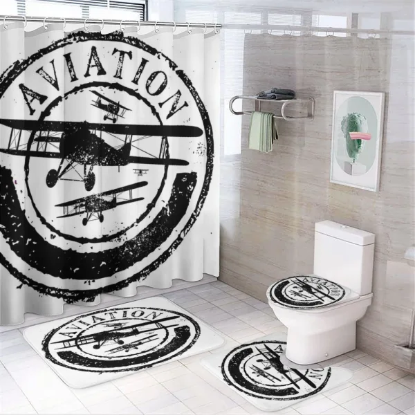 Aviation Retro on a shower curtain
