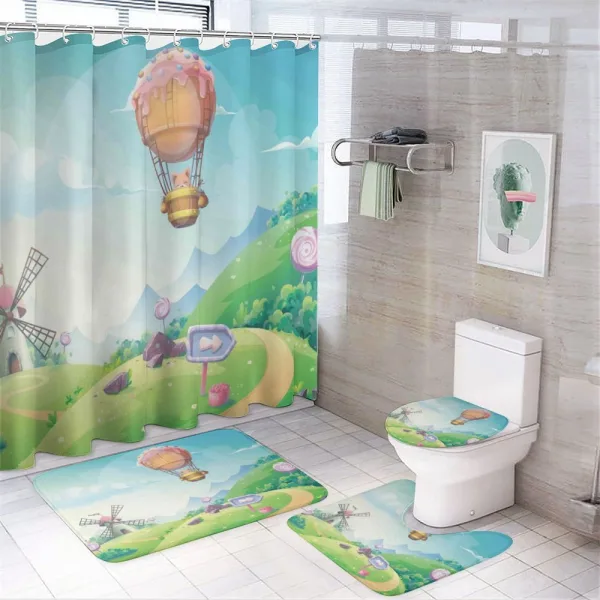 Candy Houses and Lollipop on a shower curtain