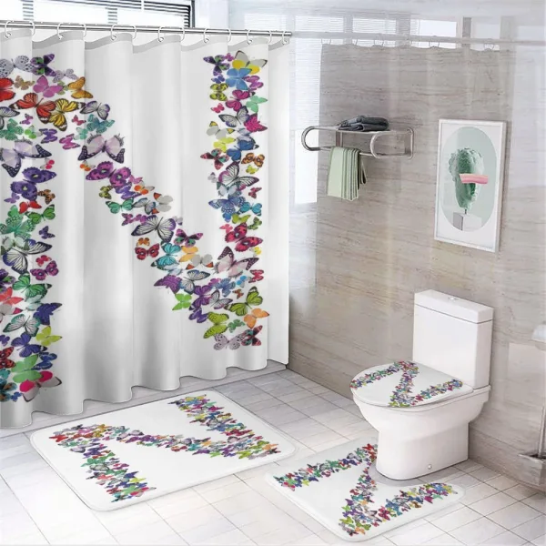 Capitalized N Animals on a shower curtain