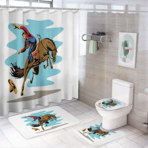 Cowboy Falling off His Horse on a shower curtain