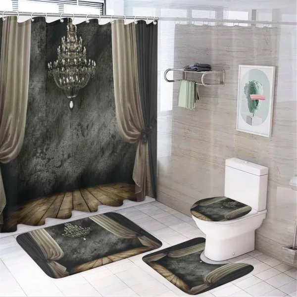 Dark Ball Room Chandelier on a shower curtain