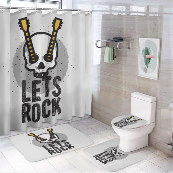 Human Skull Guitar on a shower curtain