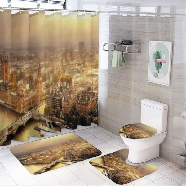 London Aerial Scenery on a shower curtain
