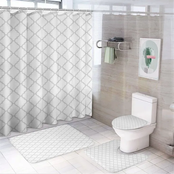 Monochrome Damask Pattern on a shower curtain