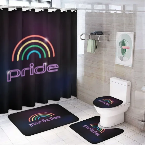Neon Lamb Look Rainbow Lines on a shower curtain
