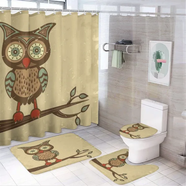 Owl Sitting on Branch on a shower curtain